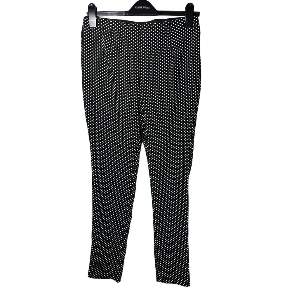 Calvin Klein Black White Polka Dot Pants Pull On Slim Straight Pants Womens 8